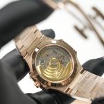 Patek Philippe Nautilus 7118/1200R Rose Gold Silvery Opaline Dial Diamond Bezel Rose Gold Bracelet 35mm Replica Watches - 8