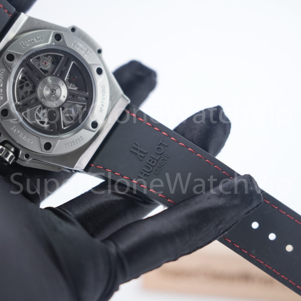 Hublot Big Bang Ferrari Titanium 401.NJ.0123.VR Skeleton Dial Carbon Fiber Bezel 45mm Replica Watches - 8