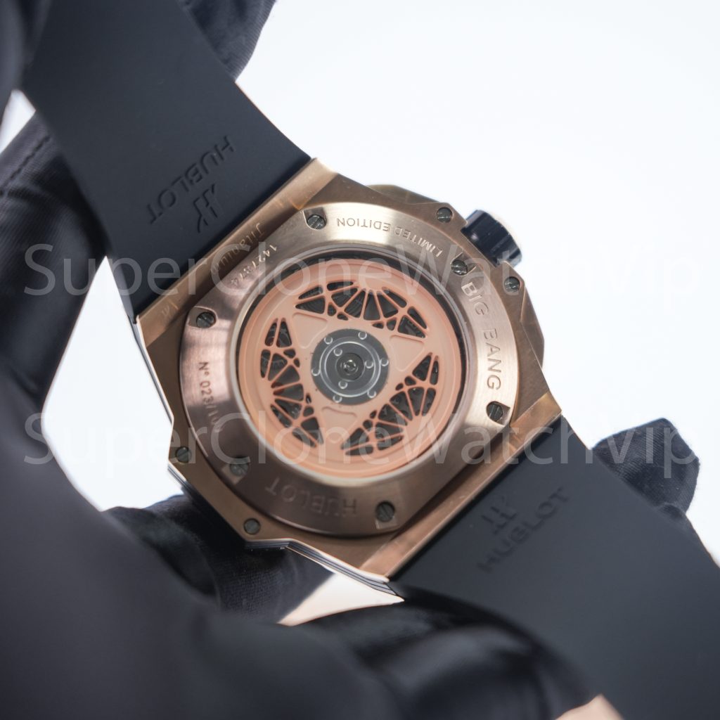 Hublot Big Bang Sang Bleu II King Gold Diamonds 418.OX.2001.RX.1604 Skeleton Dial 45mm Replica Watches - 8