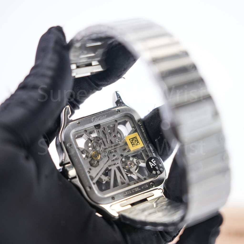 Cartier Santos WHSA0015 Steel Skeleton Dial Steel Bezel Steel Bracelet 39.8mm Replica Watches - 8