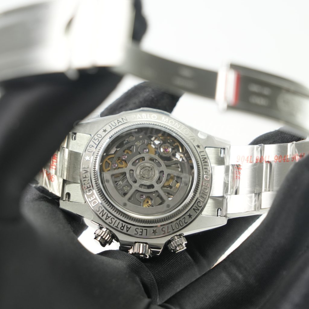 Rolex Daytona Steel Skeleton Ice Blue Dial Carbon Bezel Steel Oyster Bracelet 40mm Replica Watches - 8