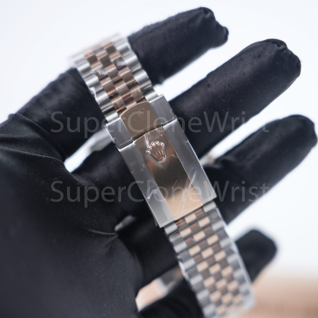 Rolex Datejust 126331 Two-Tone Rose Gold Chocolate Dial Fluted Bezel Jubilee Bracelet 41mm Replica Watches - 8