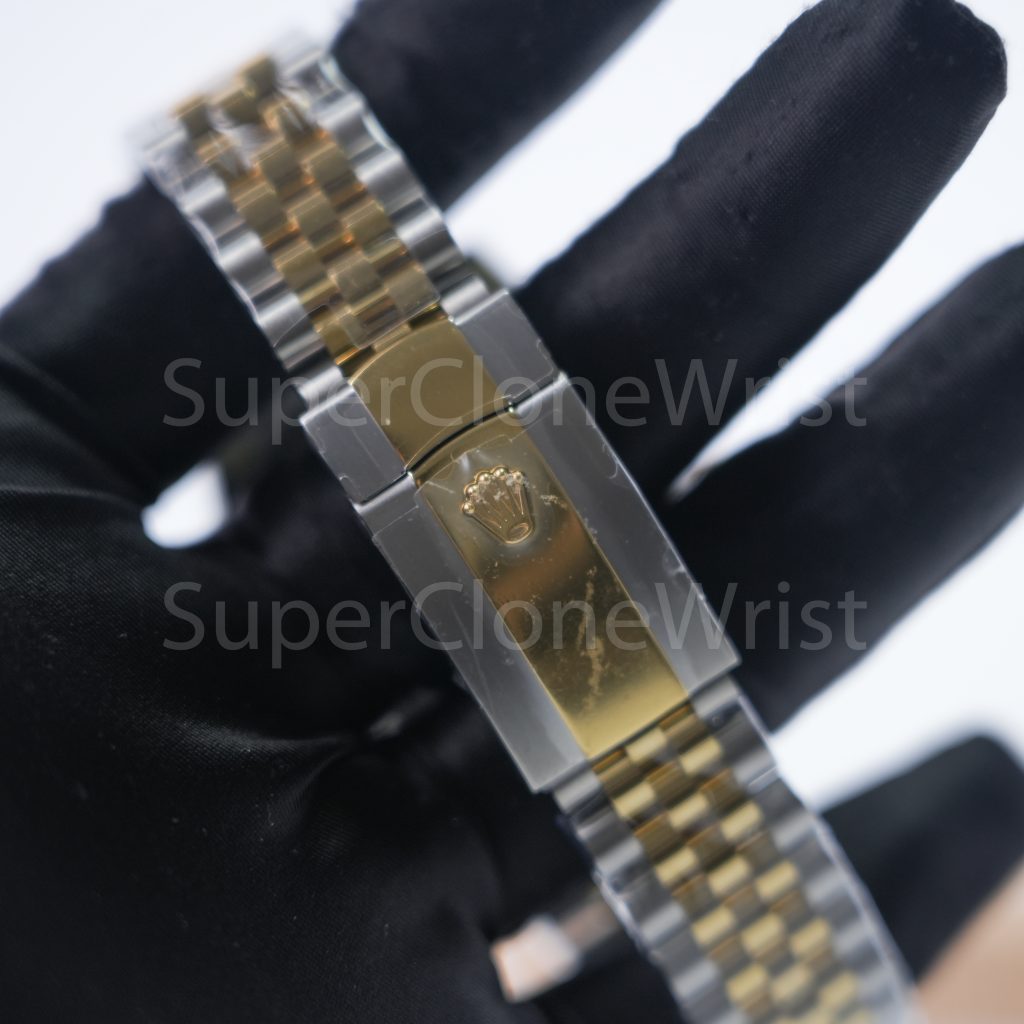Rolex Datejust 126333 Two-Tone Yellow Gold Black Dial Fluted Bezel Jubilee Bracelet 41mm Replica Watches - 8