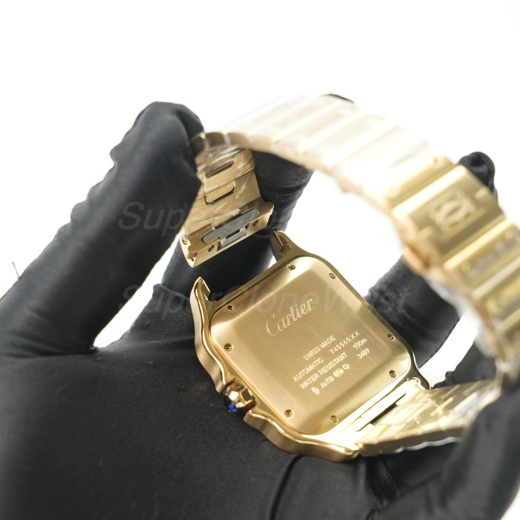 Cartier Santos Yellow Gold White Dial Yellow Gold Bracelet 39.8x47.5mm Replica Watches - 9