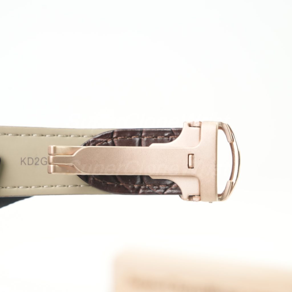 Cartier Drive de Cartier Rose Gold Cushion Case Silver Dial Brown Alligator Leather Strap 40mm Replica Watches - 9