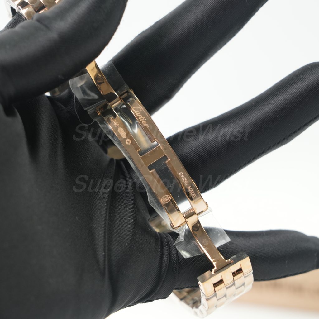 Cartier Panthère Rose Gold White Dial Rose Gold Bezel Rose Gold Bracelet 27x37mm Replica Watches - 9