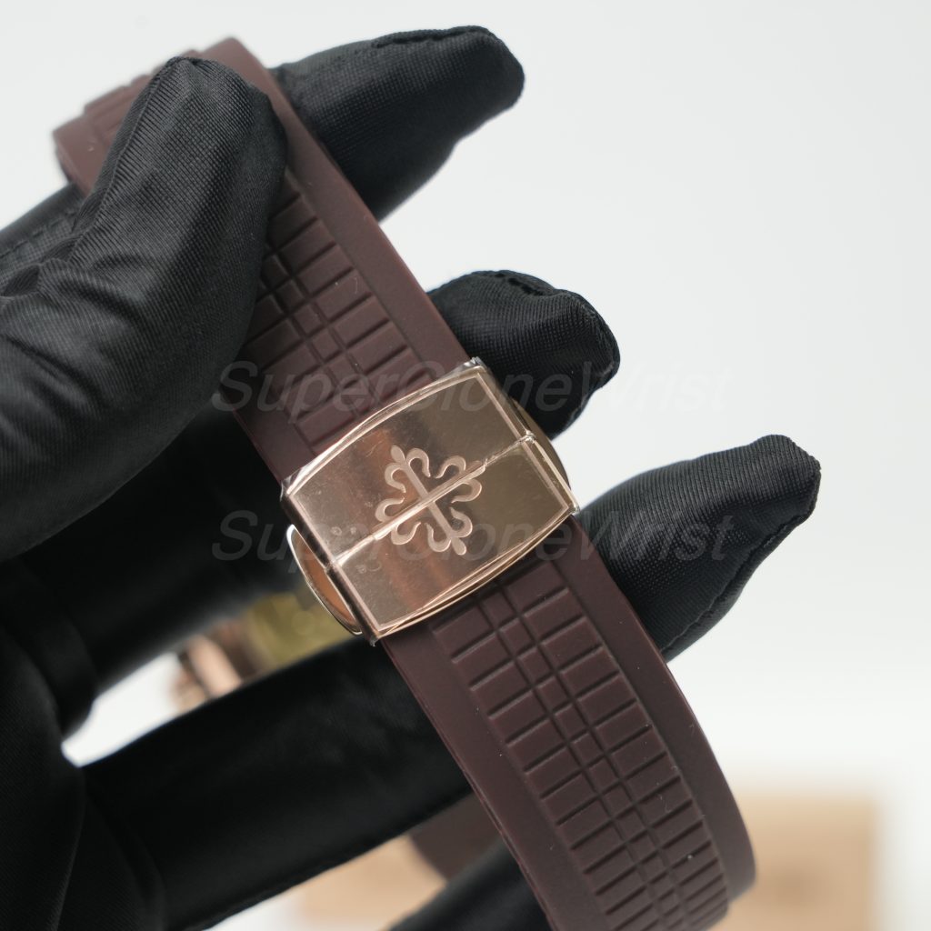 Patek Philippe Aquanaut 5167R Rose Gold Brown Dial Rose Gold Bezel Brown Rubber Strap 40mm Replica Watches - 9