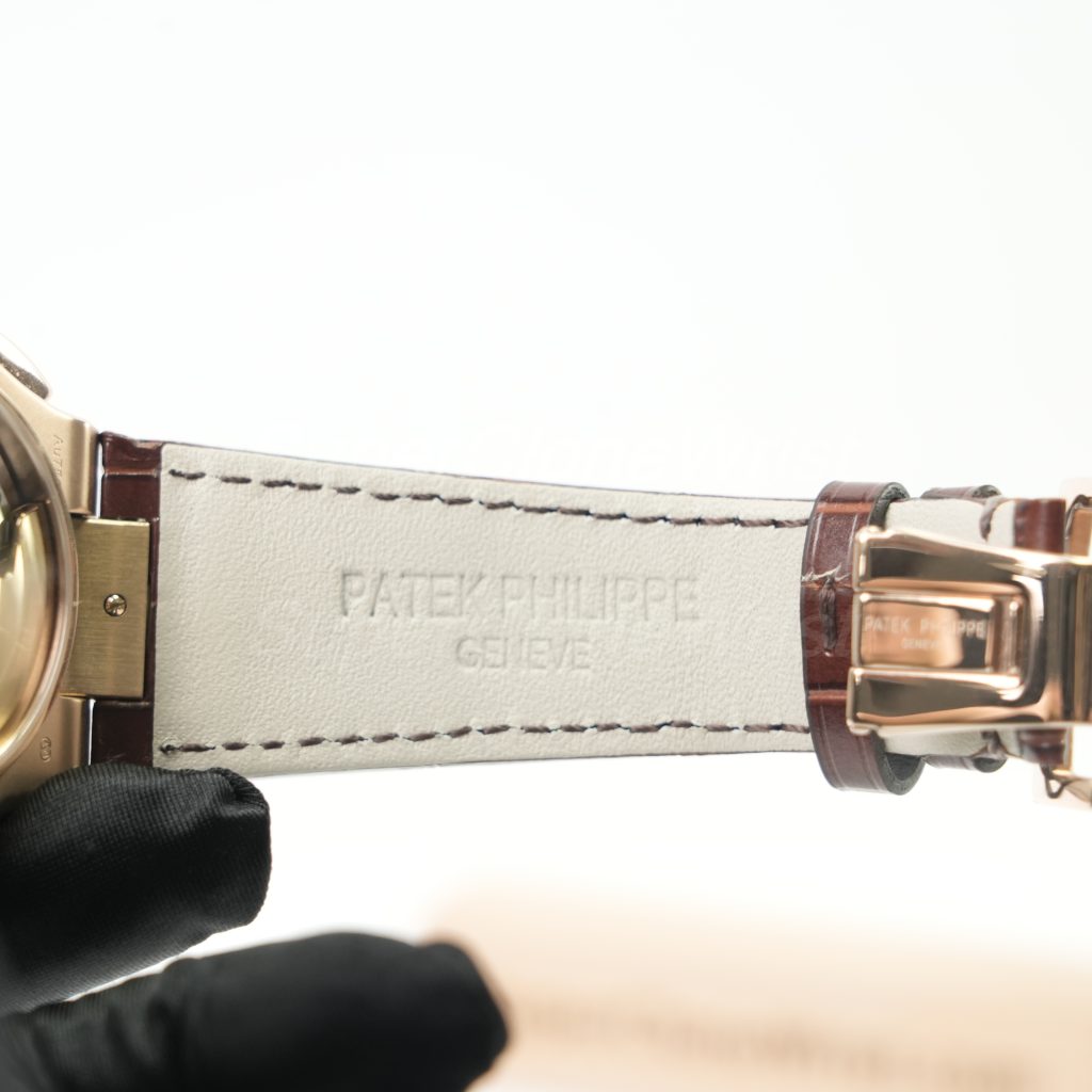 Patek Philippe Nautilus 5980R-001 Rose Gold Gradient Brown Dial Rose Gold Bezel Brown Alligator Leather Strap 40.5mm Replica Watches - 9