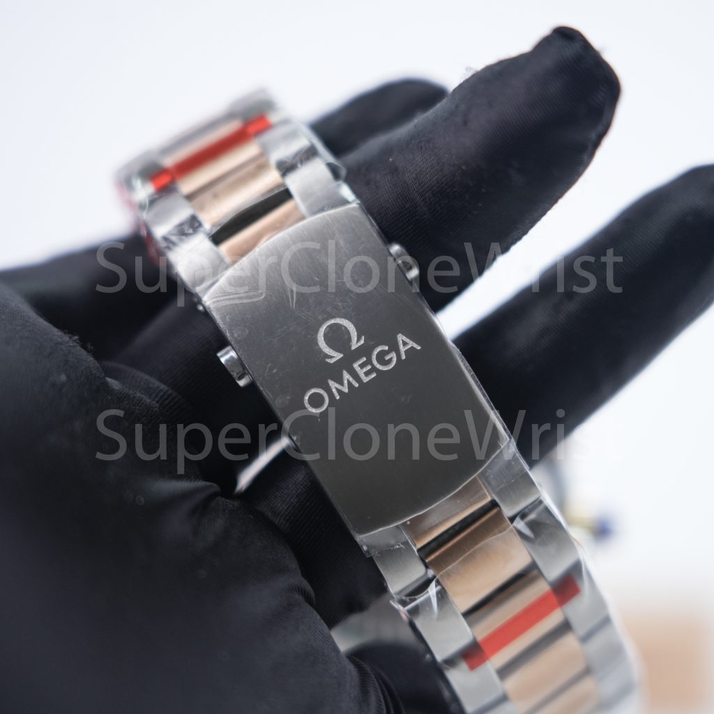 Omega Seamaster 215.20.46.51.03.001 Two-Tone Rose Gold Blue Dial Blue Ceramic Bezel Two-Tone Rose Gold Bracelet 45.5mm Replica Watches - 9