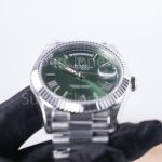 Rolex Day-Date 228239 Steel Green Sunray Roman Dial Fluted Bezel President Bracelet 40mm Replica Watches - DSC05654