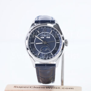 Vacheron Constantin Fiftysix 4000E/000A-B548 Steel Blue Dial Steel Polished Bezel Blue Leather Strap 40mm Replica Watches - 1