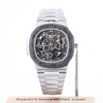 Patek Philippe Nautilus 5711 "The Pearl Project" Steel Skeleton Dial Carbon Fiber Bezel Steel Bracelet 40mm Replica Watches - 1