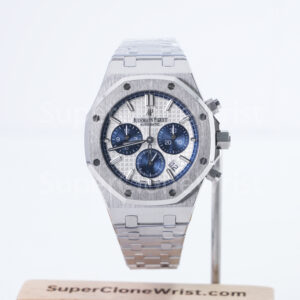 Audemars Piguet Royal Oak Chronograph 26315ST Steel Model Silver Grande Tapisserie Dial Blue Sub-dials Steel Bracelet 38mm Replica Watches - 1