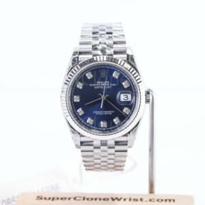 Rolex Datejust 126334 Steel Blue Sunray Diamond Dial Fluted Bezel Jubilee Bracelet 41mm Replica Watches - 1