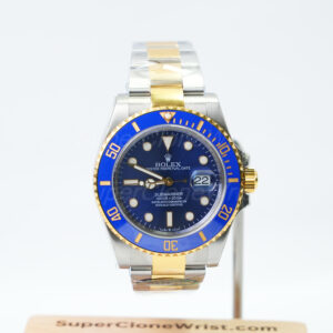 Rolex Submariner Date Two-Tone Blue Dial Blue Ceramic Bezel Oyster Bracelet 41mm Replica Watches - 1