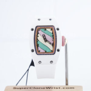 Richard Mille RM 07-03 Bonbon Steel Marshmallow Dial Steel Bezel White Rubber Strap 31mm Replica Watches - 1