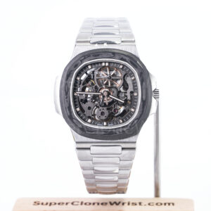 Patek Philippe Nautilus 5711 "The Pearl Project" Steel Skeleton Dial Carbon Fiber Bezel Steel Bracelet 40mm Replica Watches - 1