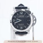 Panerai Luminor Marina PAM01312 Steel Model Black Dial Black Leather Strap 44mm Replica Watches - 1