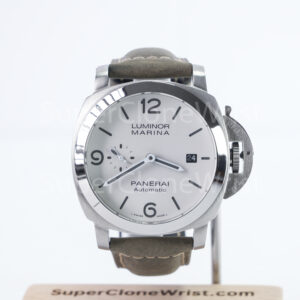 Panerai Luminor Marina PAM01314 Steel Model White Dial Brown Leather Strap 44mm Replica Watches - 1