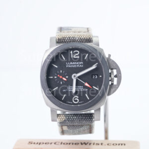 Panerai Luminor Luna Rossa GMT PAM01096 Titanium Scafotech Dial Carbotech Bezel Grey Fabric Strap 42mm Replica Watches - 1
