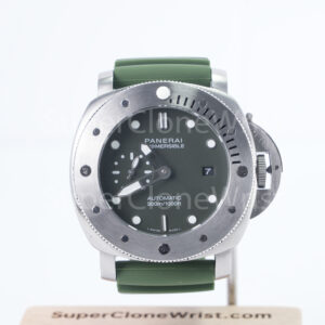 Panerai Submersible Verde Militare PAM01055 Steel Green Dial Green Rubber Strap 42mm Replica Watches - 1