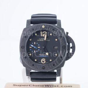 Panerai Luminor Submersible 1950 PAM00616 Carbotech Black Dial Carbon Fiber Bezel Black Rubber Strap 47mm Replica Watches - 1
