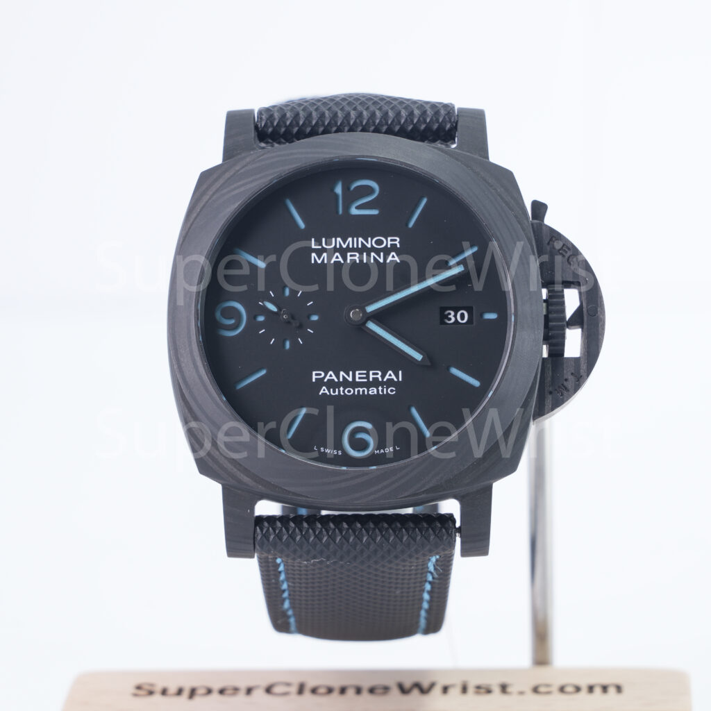 Panerai Luminor Marina PAM02661 Carbotech Black Dial Blue Lume Black Rubber Strap 44mm Replica Watches - 1