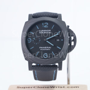 Panerai Luminor Marina PAM02661 Carbotech Black Dial Blue Lume Black Rubber Strap 44mm Replica Watches - 1
