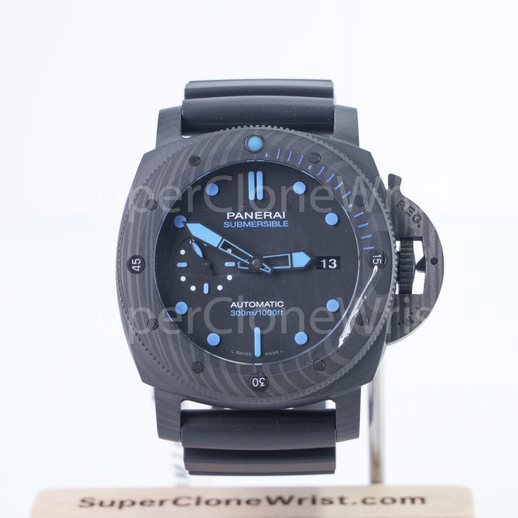 Panerai Submersible PAM01616 Carbotech Black Dial Carbon Fiber Dive Bezel Black Rubber Strap 47mm Replica Watches - 1