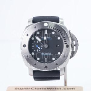 Panerai Submersible PAM00973 Steel Black Dial Brushed Steel Bezel Black Rubber Strap 42mm Replica Watches - 1