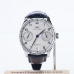 IWC Portugieser Automatic 7 Days Steel Model White Dial Blue Crocodile Leather Strap 42mm Replica Watches - 1