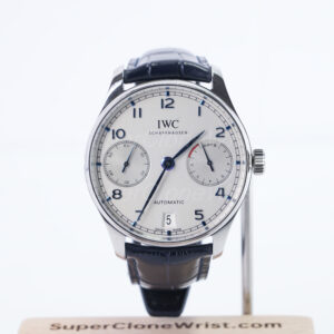 IWC Portugieser Automatic 7 Days Steel Model White Dial Blue Crocodile Leather Strap 42mm Replica Watches - 1