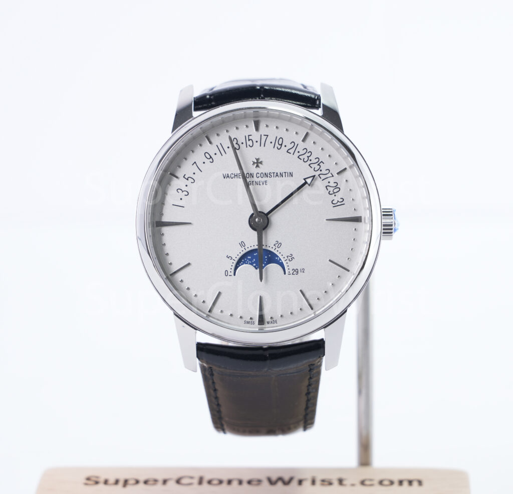 Vacheron Constantin Patrimony 4010U/000G-B330 Steel Silver Opaline Dial Steel Bezel Black Leather Strap 42.5mm Replica Watches - 1