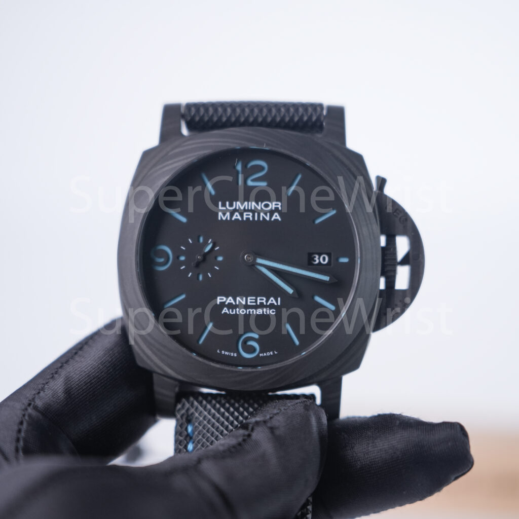 Panerai Luminor Marina PAM02661 Carbotech Black Dial Blue Lume Black Rubber Strap 44mm Replica Watches - 10