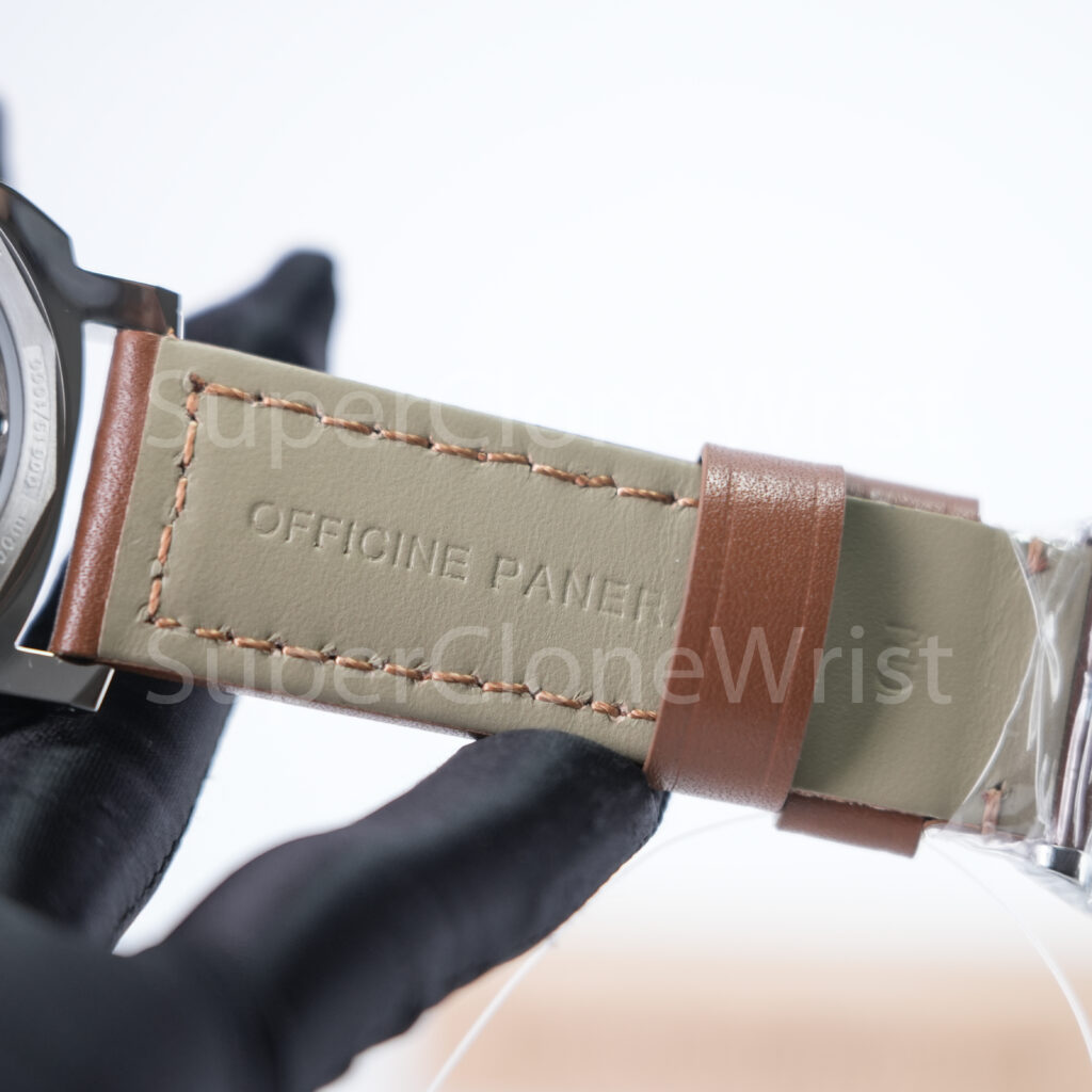 Panerai Luminor Marina PAM00111 Steel Black Dial Brown Leather Strap 44mm Replica Watches - 13