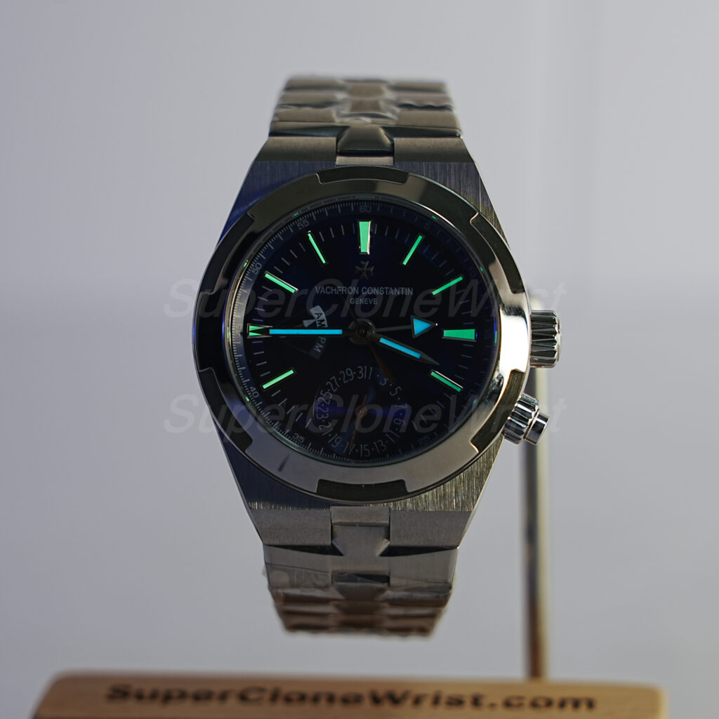 Vacheron Constantin Overseas Dual Time 7900V/110A-B154 Steel Blue Dial Steel Bezel Steel Bracelet 41mm Replica Watches - 2