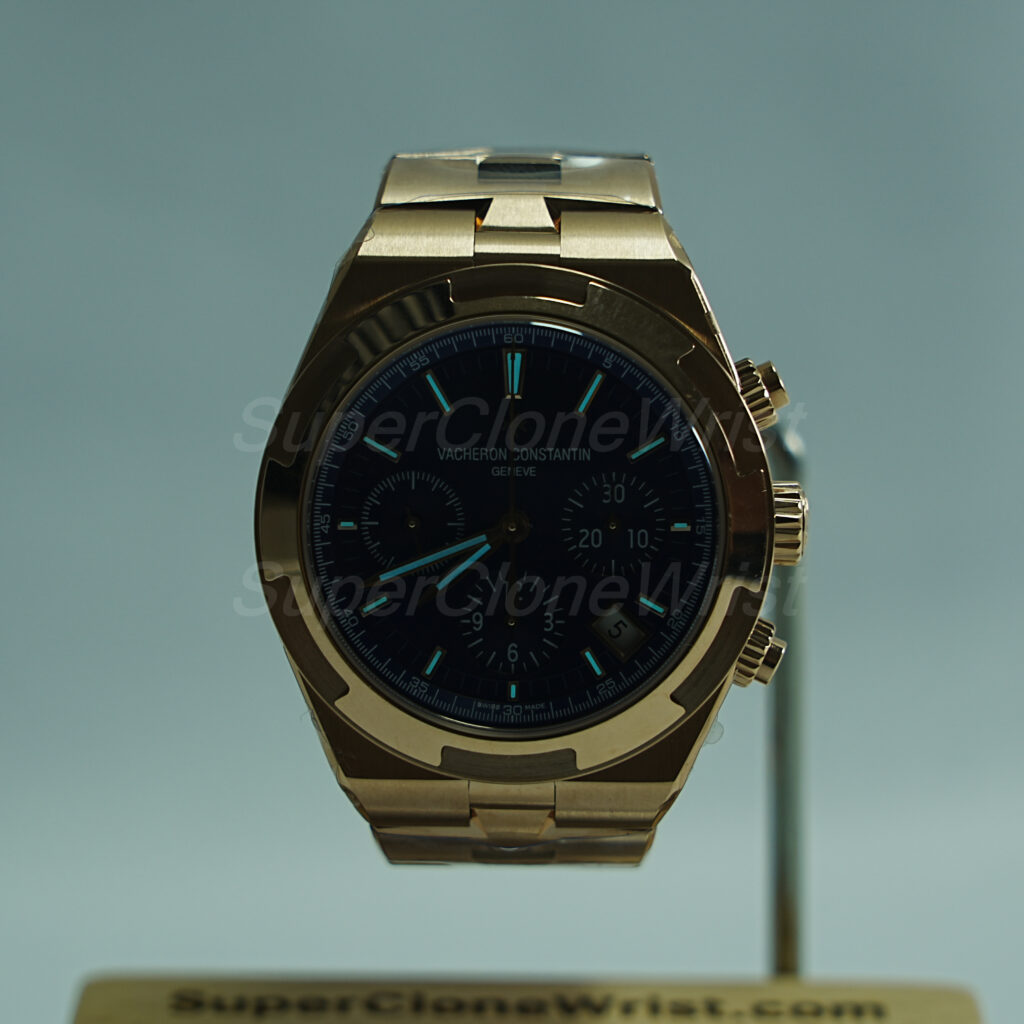 Vacheron Constantin Overseas Chronograph 5500V/110R-B732 Rose Gold Blue Dial Rose Gold Bezel Rose Gold Bracelet 42.5mm Replica Watches - 2