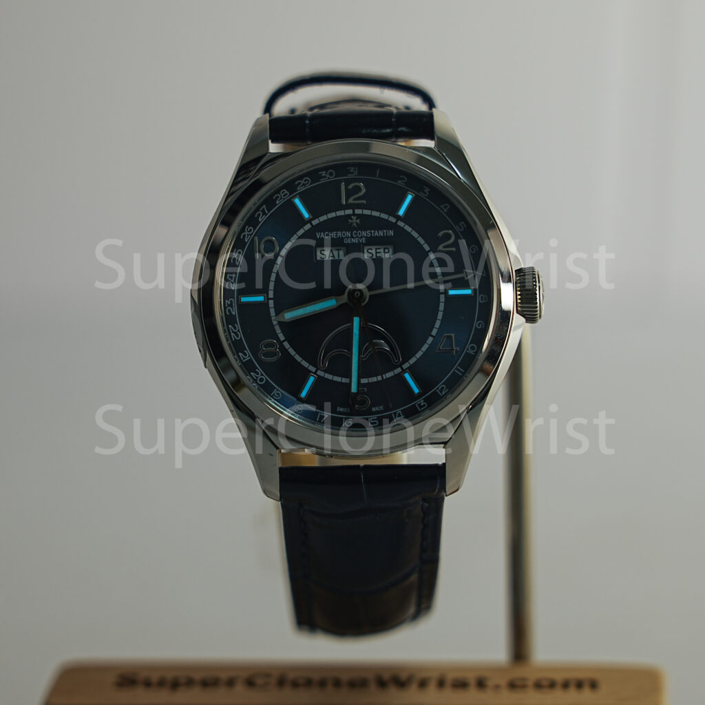 Vacheron Constantin Fiftysix 4000E/000A-B548 Steel Blue Dial Steel Polished Bezel Blue Leather Strap 40mm Replica Watches - 2
