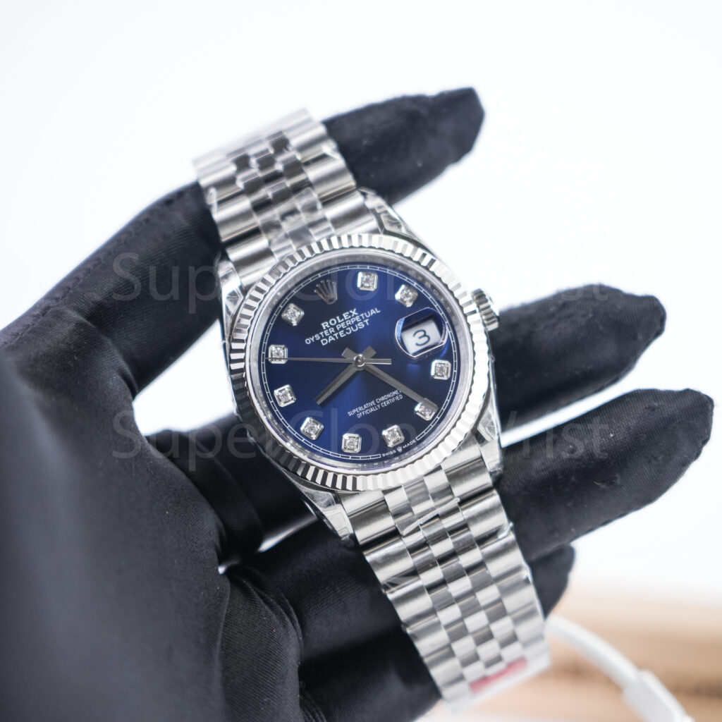 Rolex Datejust 126334 Steel Blue Sunray Diamond Dial Fluted Bezel Jubilee Bracelet 41mm Replica Watches - 2