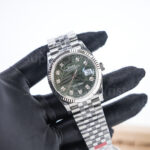 Rolex Datejust 36 126234 Steel Green Palm Motif Diamond Dial Fluted Bezel Jubilee Bracelet Replica Watches - 2