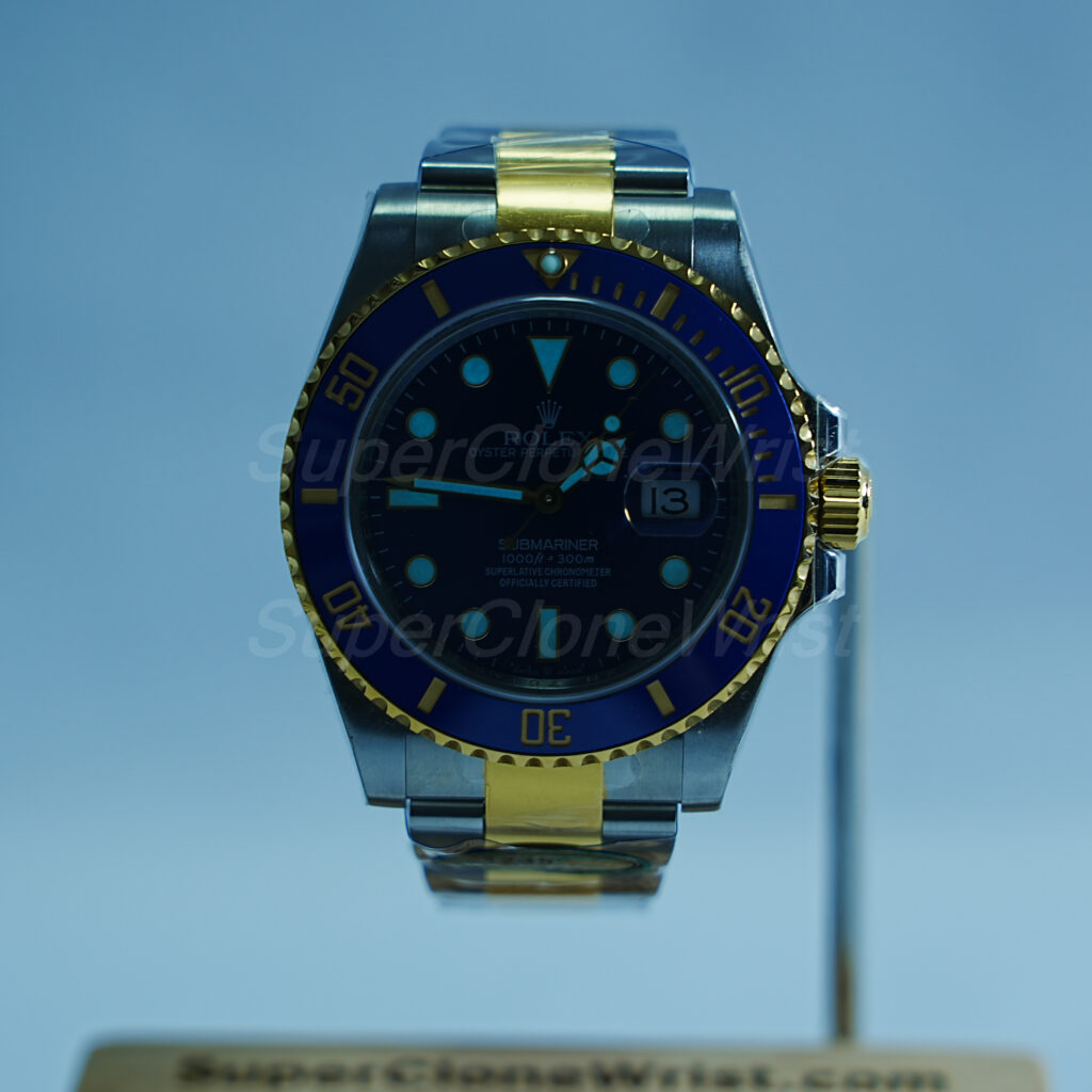 Rolex Submariner Date Two-Tone Blue Dial Blue Ceramic Bezel Oyster Bracelet 41mm Replica Watches - 2