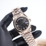 Rolex Day-Date 40 228235 Rose Gold Dark Grey Diamond Dial Fluted Bezel President Bracelet Replica Watches - 2