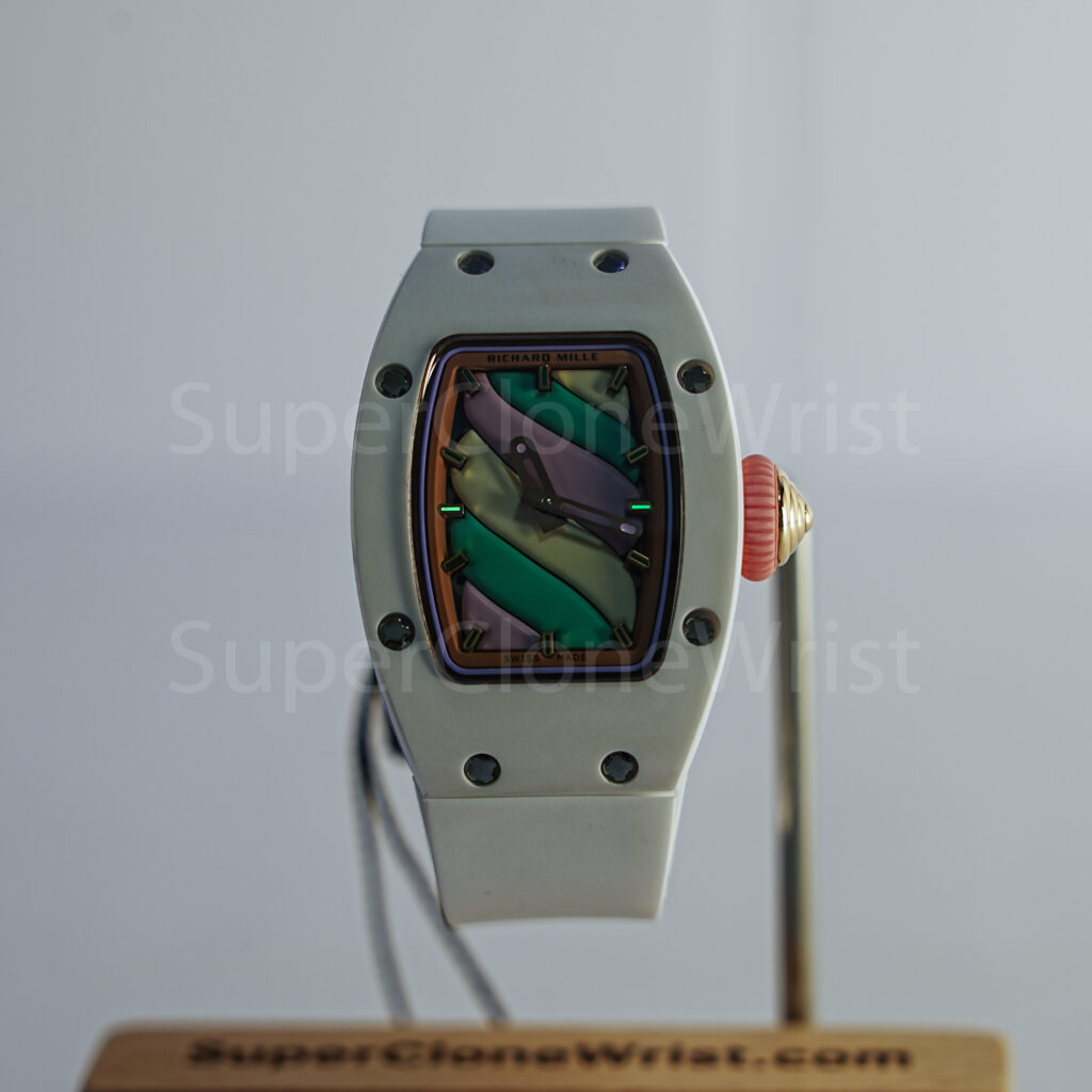 Richard Mille RM 07-03 Bonbon Steel Marshmallow Dial Steel Bezel White Rubber Strap 31mm Replica Watches - 2