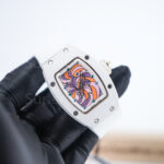 Richard Mille Bonbon RM 07-03 Steel(Ceramic-finish) Swirl Dial Steel Bezel White Rubber Strap 31mm Replica Watches - 2