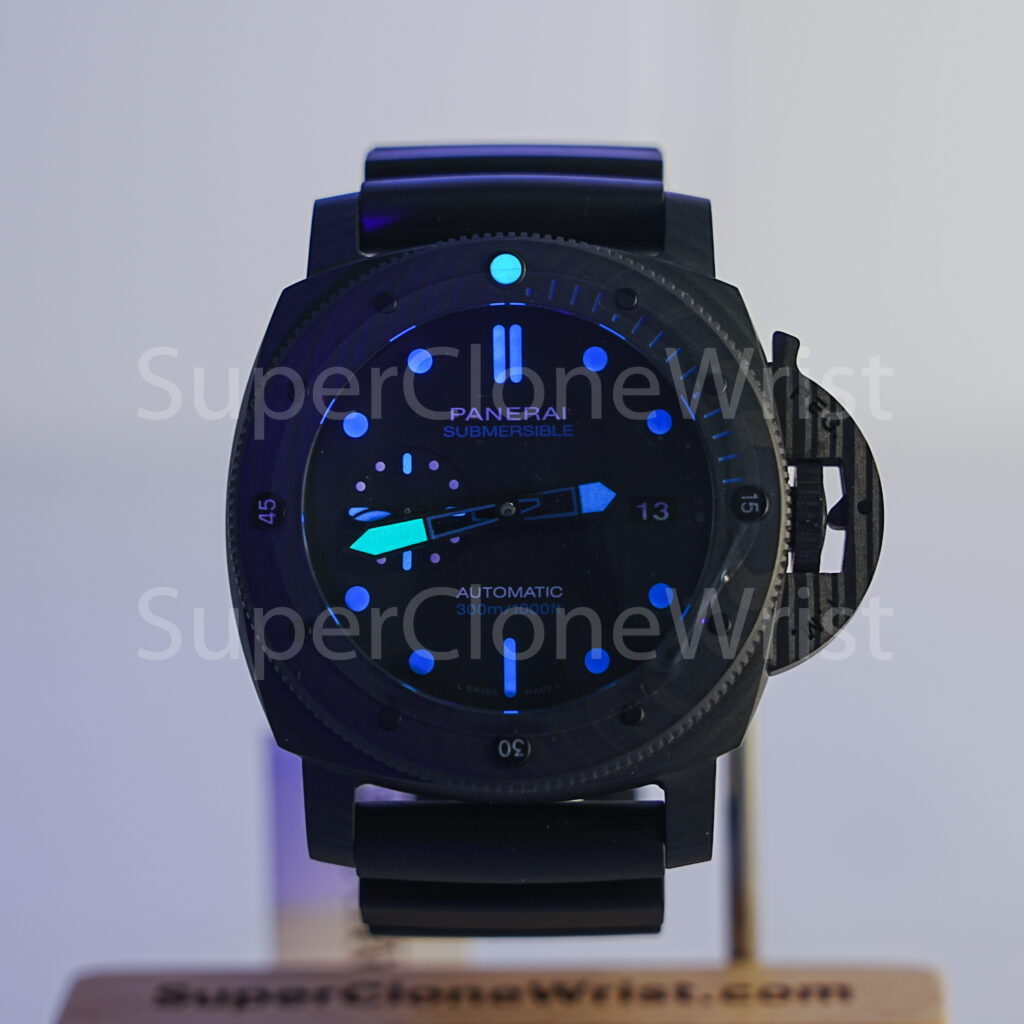 Panerai Submersible PAM01616 Carbotech Black Dial Carbon Fiber Dive Bezel Black Rubber Strap 47mm Replica Watches - 2