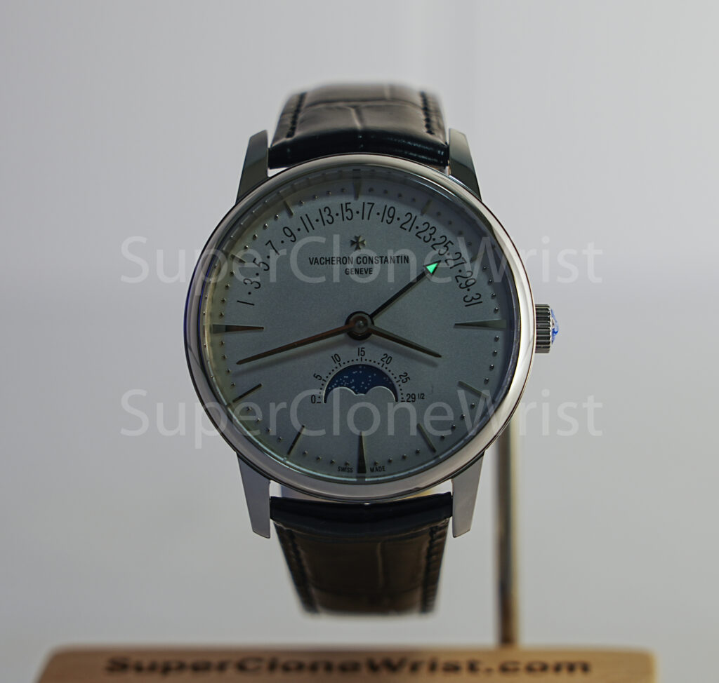 Vacheron Constantin Patrimony 4010U/000G-B330 Steel Silver Opaline Dial Steel Bezel Black Leather Strap 42.5mm Replica Watches - 2