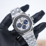 Audemars Piguet Royal Oak Chronograph 26315ST Steel Model Silver Grande Tapisserie Dial Blue Sub-dials Steel Bracelet 38mm Replica Watches - 3