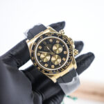 Rolex Cosmograph Daytona 126518LN 18K Yellow Gold Black Diamond Dial Ceramic Bezel Oysterflex Strap 40mm Replica Watches - 3