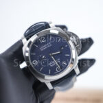 Panerai Luminor Marina PAM01313 Steel Blue Sunray Dial Polished Bezel Dark Blue Alligator Leather Strap 44mm Replica Watches - 3