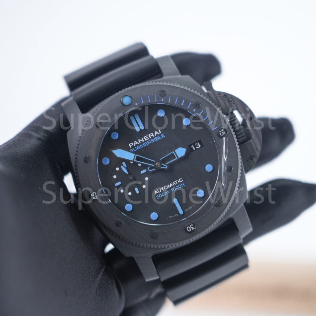 Panerai Submersible PAM01616 Carbotech Black Dial Carbon Fiber Dive Bezel Black Rubber Strap 47mm Replica Watches - 3